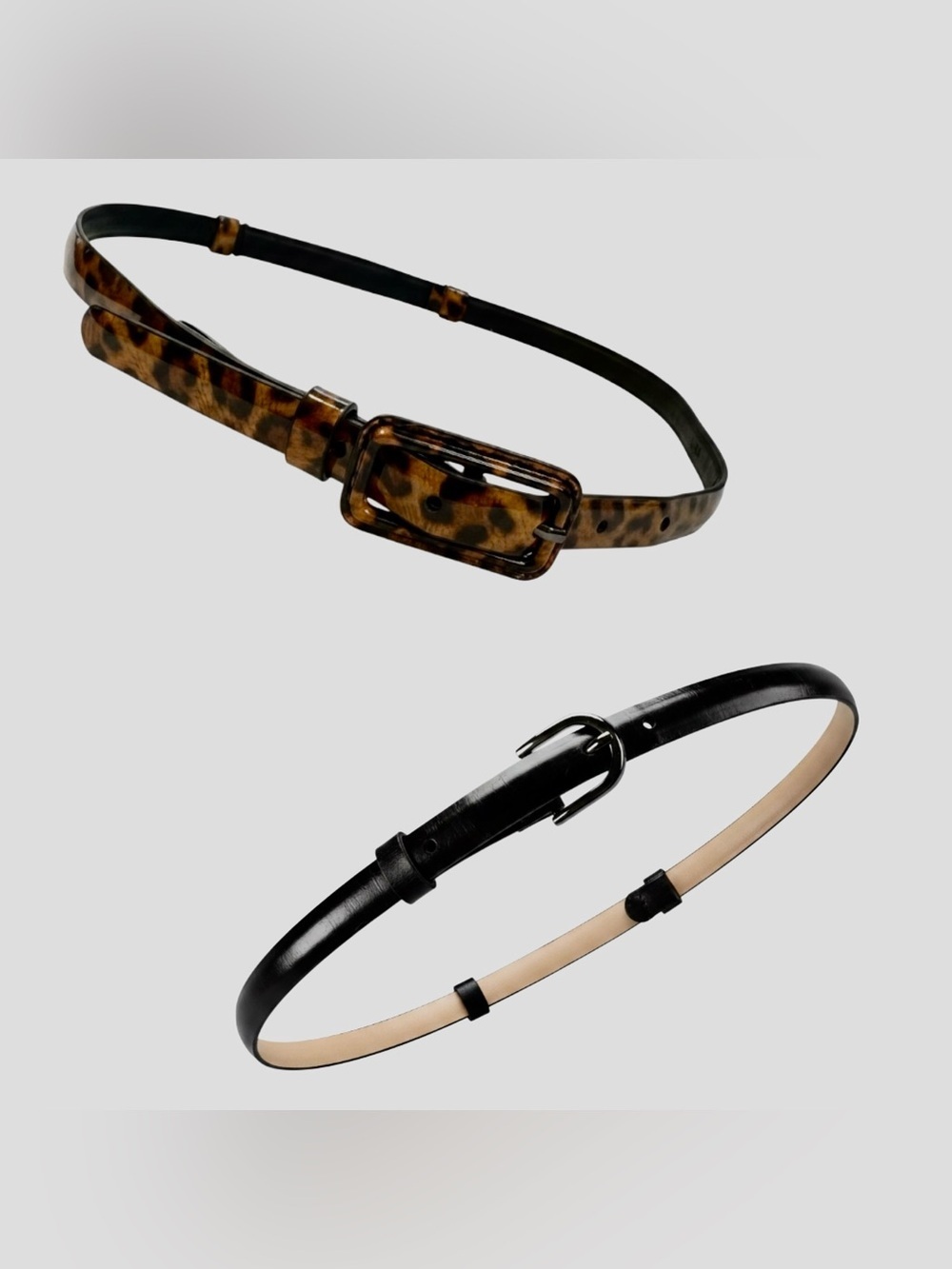 THE LIMITED Set Of Two Size Small Skinny Belts Leopard & Black